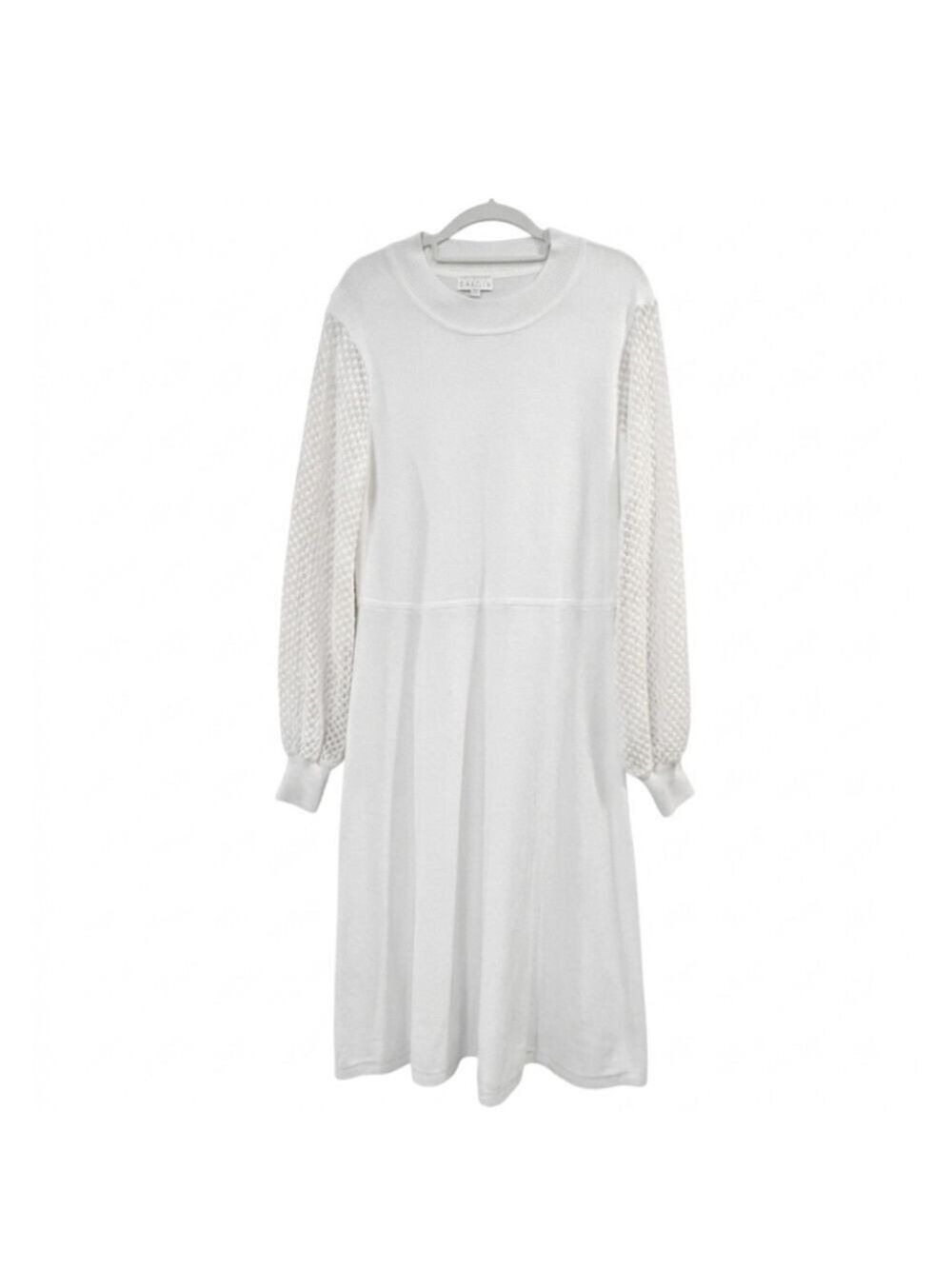 Birch NY White Knit Dress Large Textured Sleeves